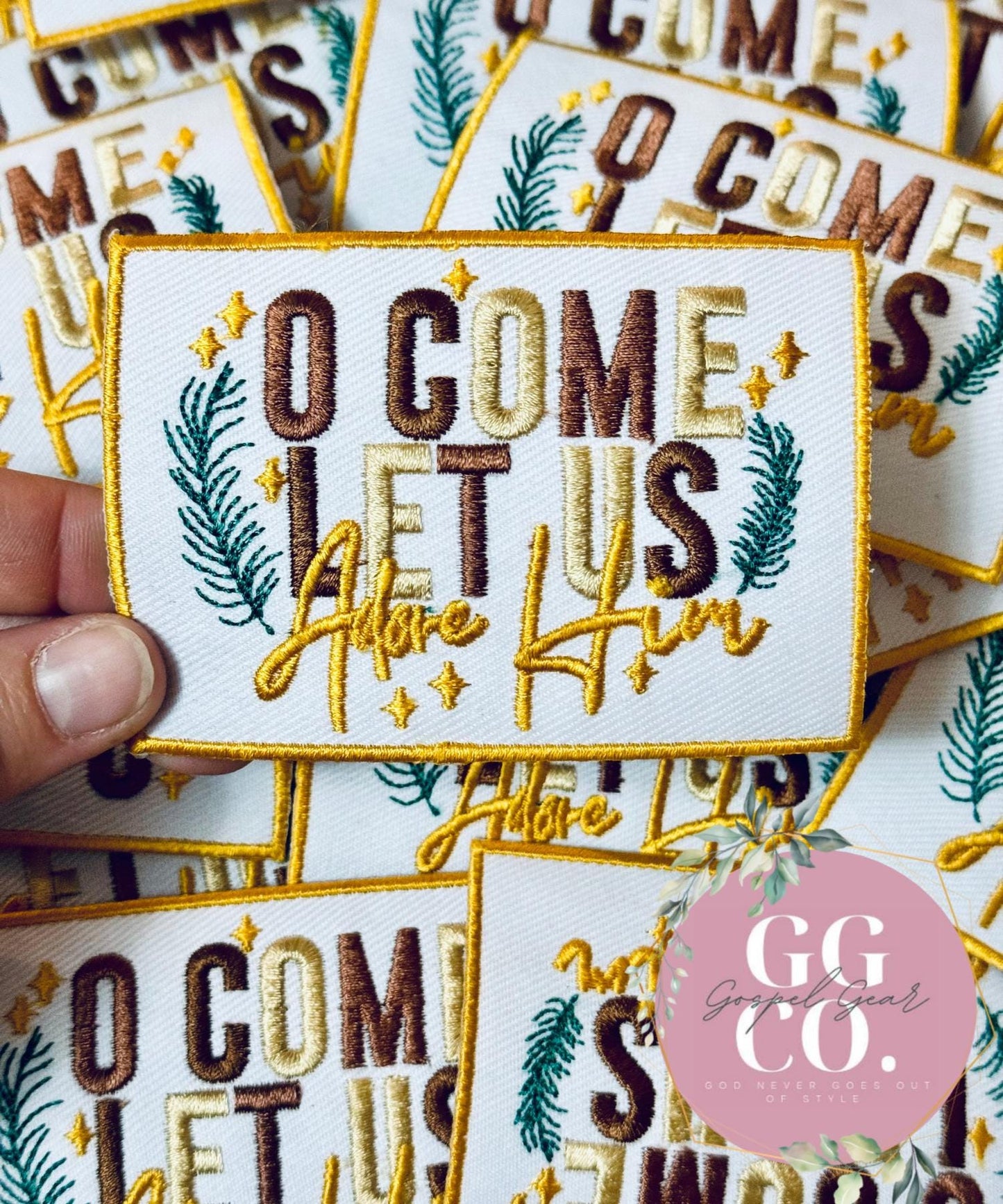 O Come Let Us Adore Him Patch, Christian Hat Patch, Embroidered Patch, Trucker Hat Patch, Iron On, Trendy Hat Patch, Jesus Patch, Patches