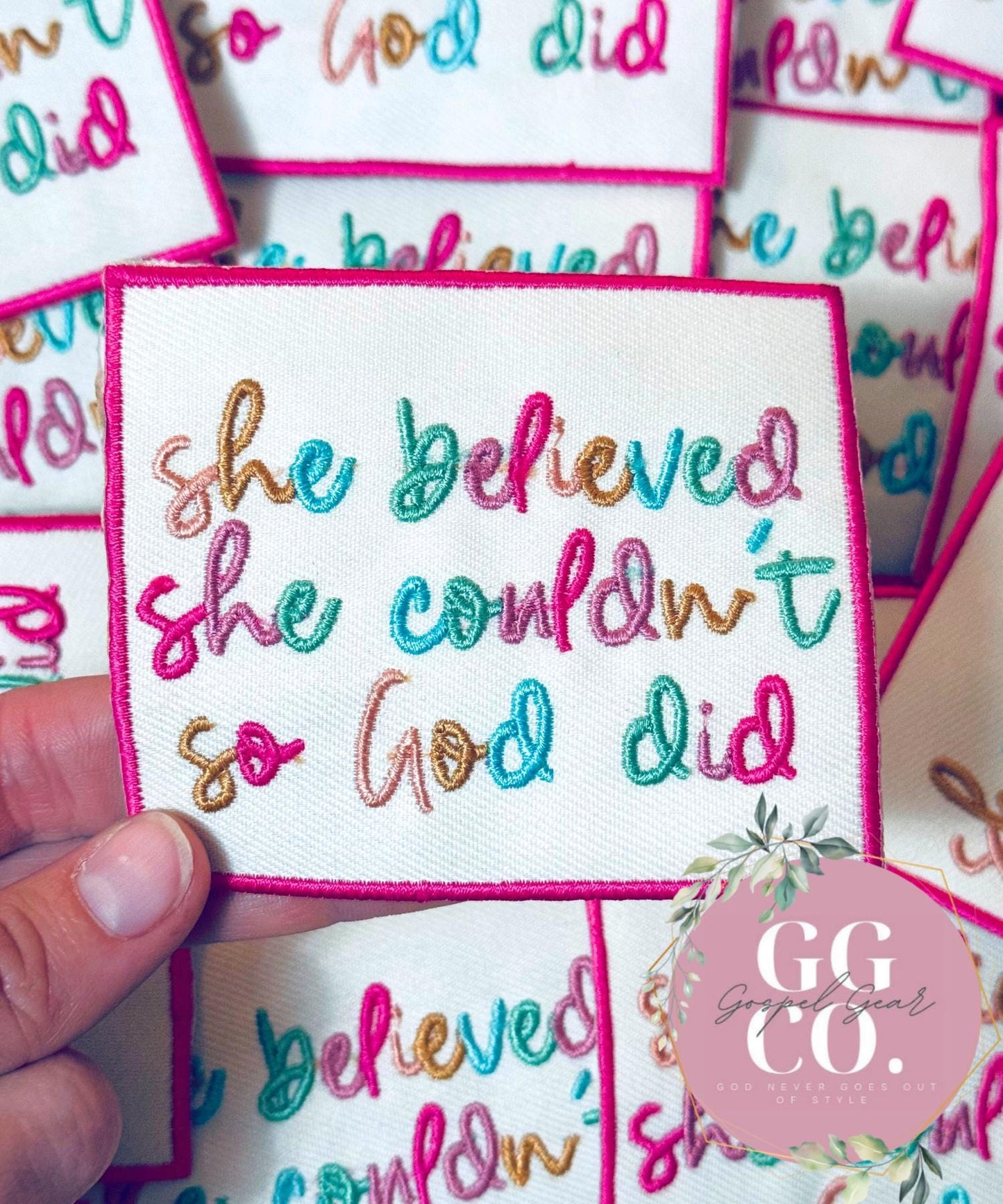 She Believed She Couldn’t Patch, Christian Hat Patch, Embroidered Patch, Trucker Hat Patch, Iron On, Trendy Hat Patch, Jesus Patch.