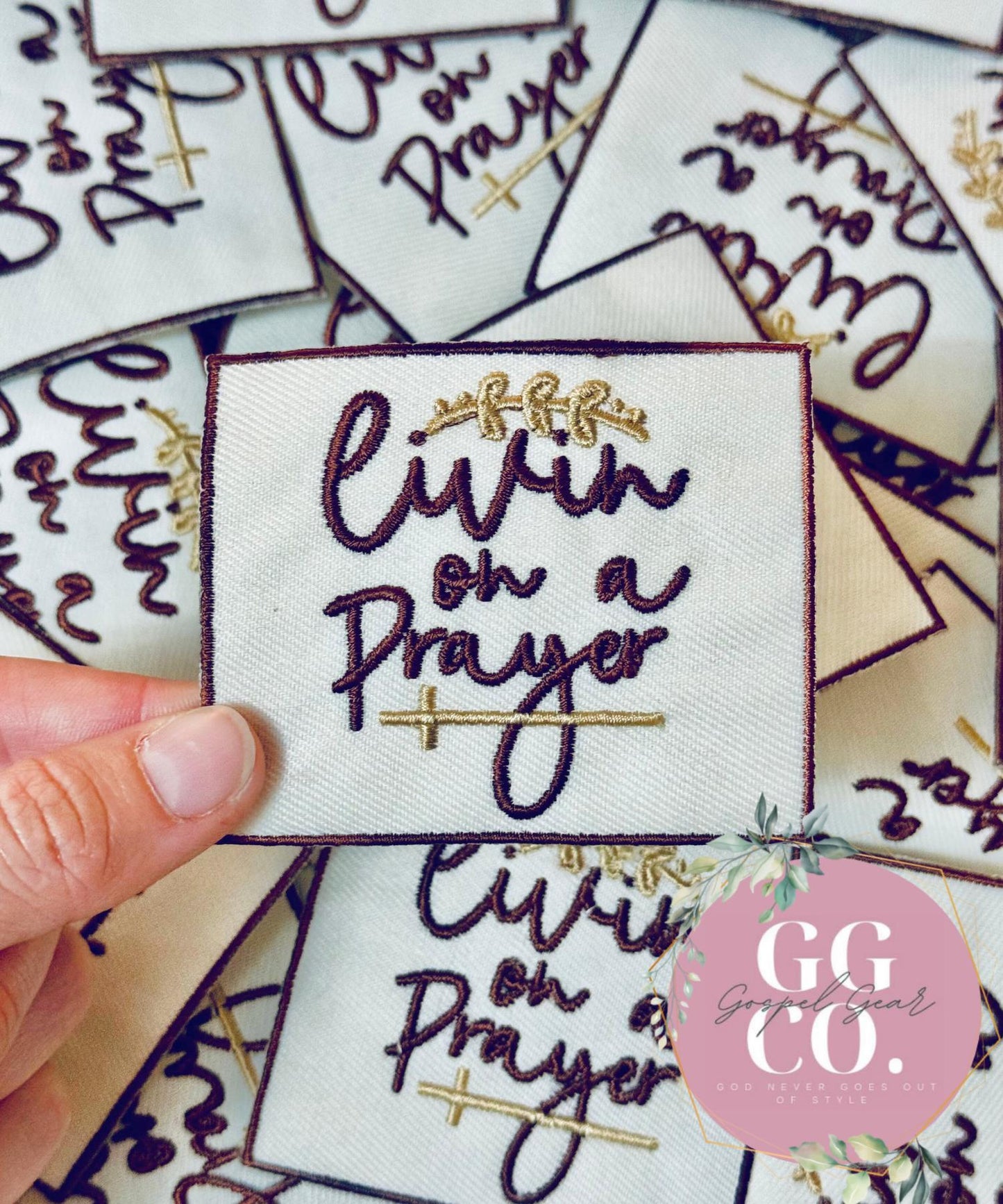 Livin On A Prayer Patch, Christian Hat Patch, Embroidered Patch, Trucker Hat Patch, Iron On, Trendy Hat Patch, Jesus Patch, Patch