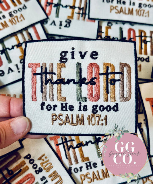 Give Thanks To The Lord Patch, Christian Hat Patch, Embroidered Patch, Trucker Hat Patch, Iron On, Trendy Hat Patch, Jesus Patch