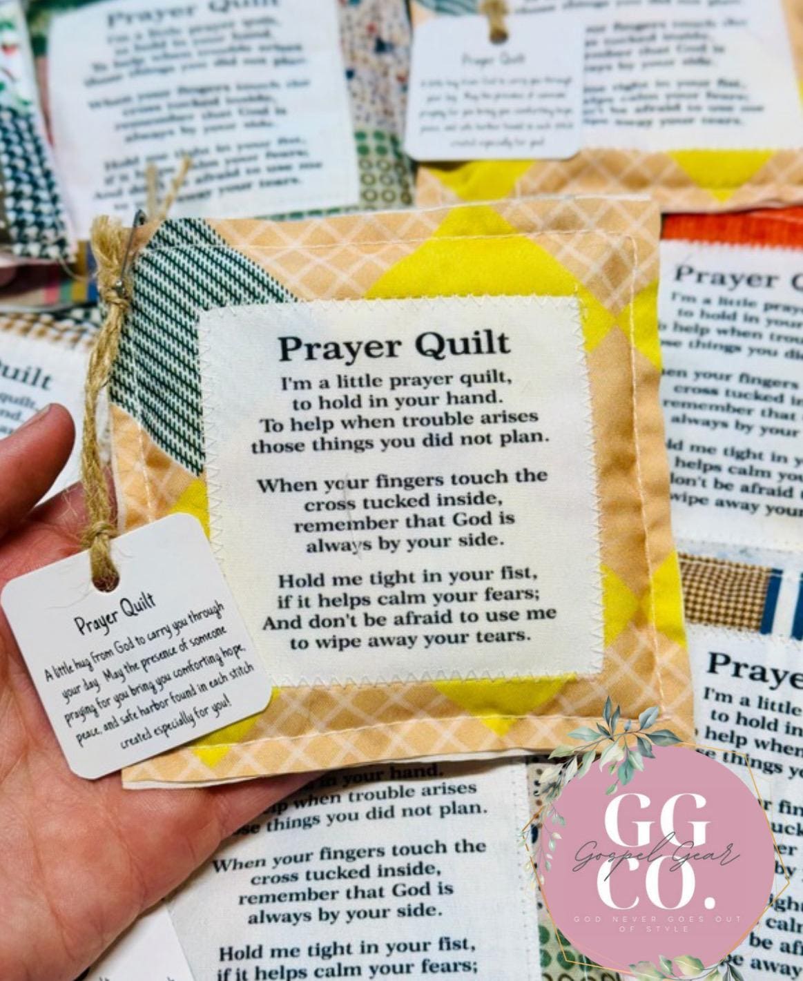 Pocket Prayer Quilt, Prayer Christian Quilt, Faith In Your Hands, Handmade Quilt, Prayer Cloth, Christian Gift
