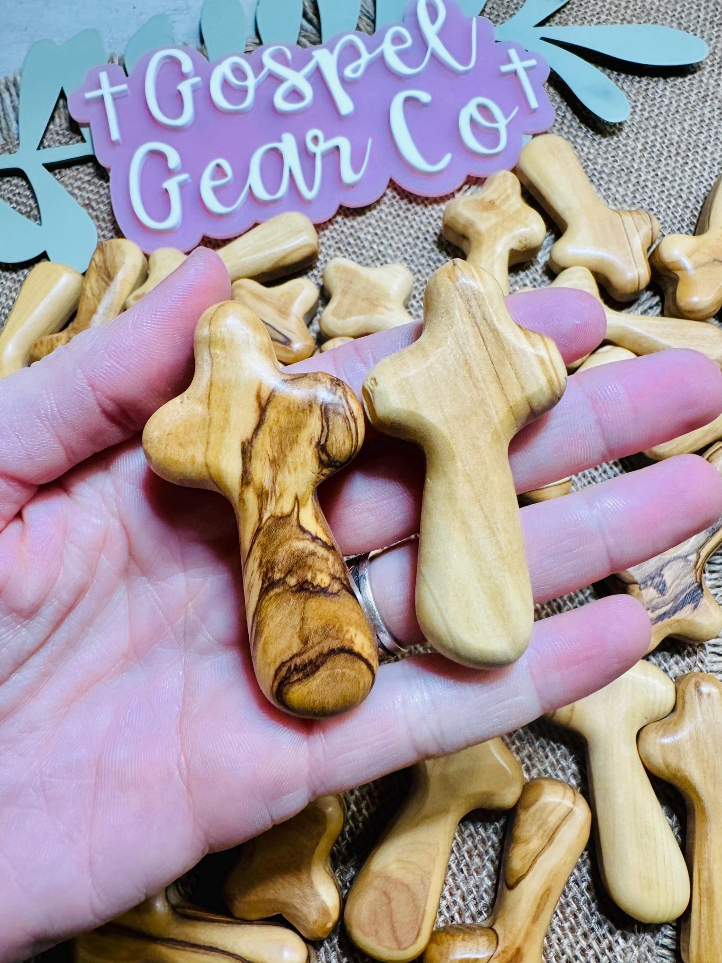 Olive Wood Comfort Cross, Christian Comfort Cross, Handmade Cross, Handheld Cross, Christian Gift, Church Accessories, Wooden Cross, Olive