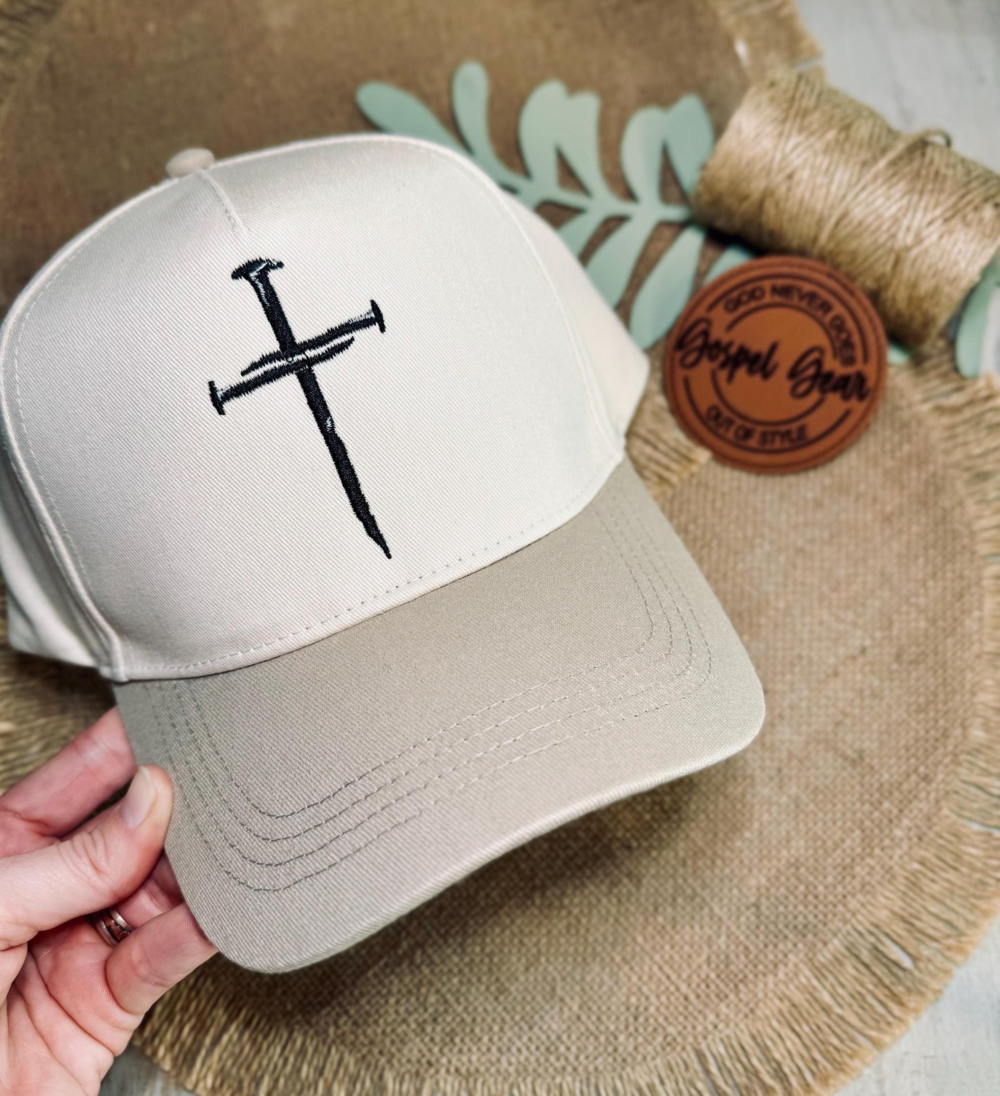 Three Nails Cross Embroidered Hat