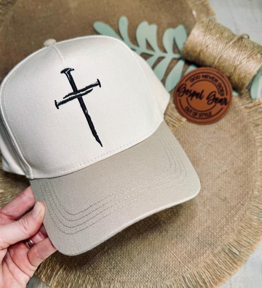 Three Nails Cross Embroidered Hat