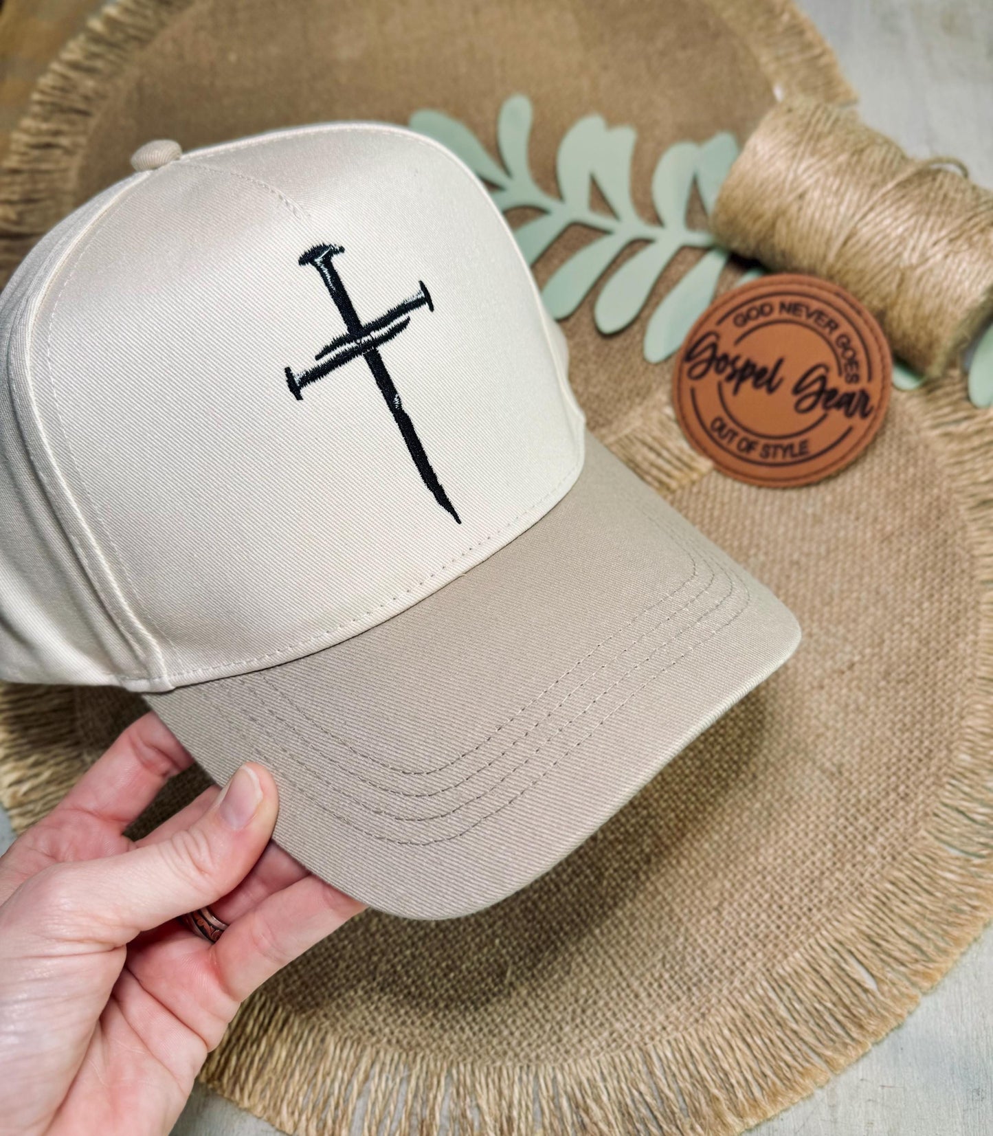Three Nails Cross Embroidered Hat