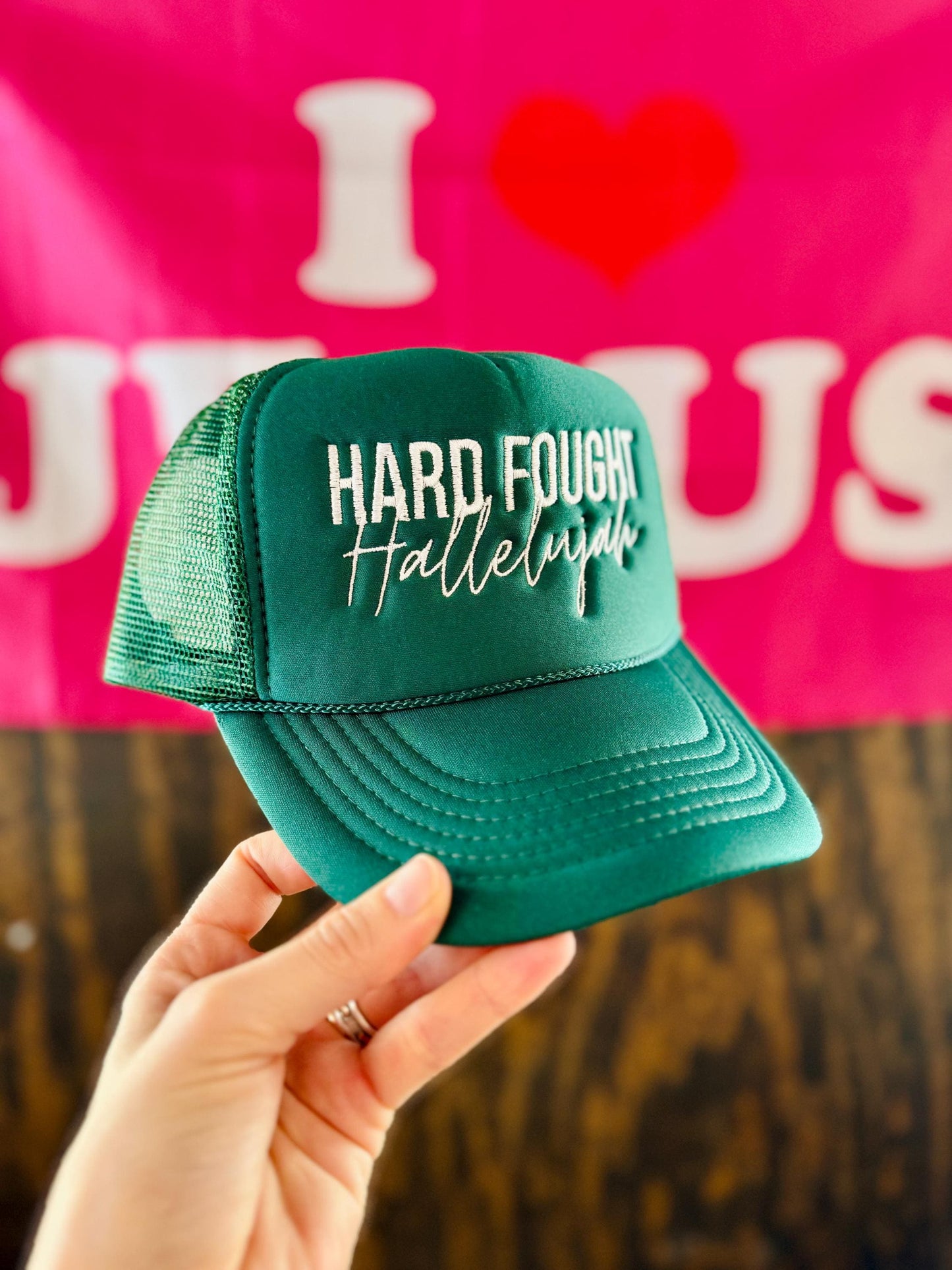 Hard Fought Hallelujah Embroidered Trucker Hat