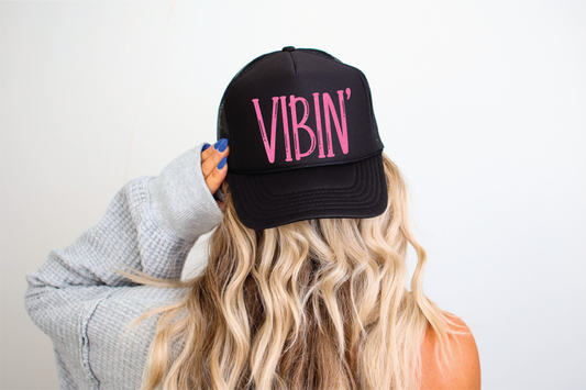 Vibin DTF Printed Black Trucker Hat